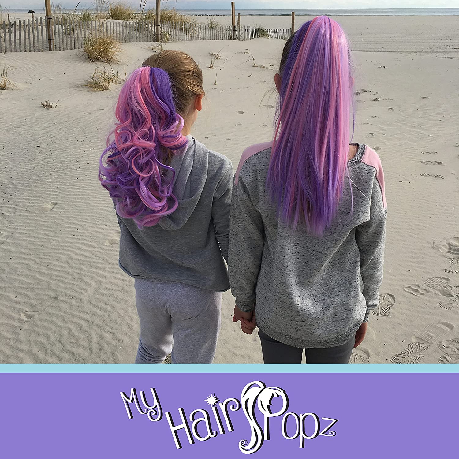 My Hair Popz Colorful Clip-in Hair Extensions for Kids - Rainbow Unicorn Hair Accessories for Girls