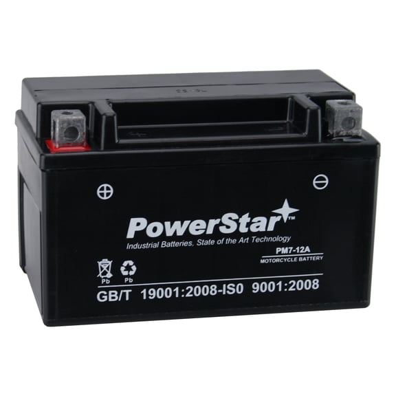 PowerStar Lead Acid Automotive Battery, Group Size 7, Top Post for KYMCO People 150CC