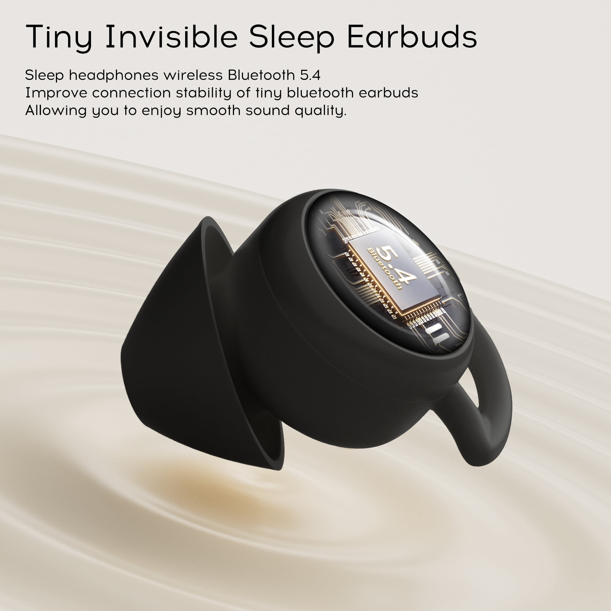sunvito Sleep Earbuds, Mini Sleep Earbuds for Side Sleepers, 30H Playtime Wireless Headphones with LED Earphones for Small Ears Sleeping Working, Exercise,Hiking,Black