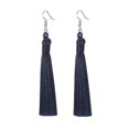 thumbnail image 1 of Pendientes bohemios con borlas colgantes para mujer, aretes largos con flecos, tejido de seda, azul marino, 1 of 5