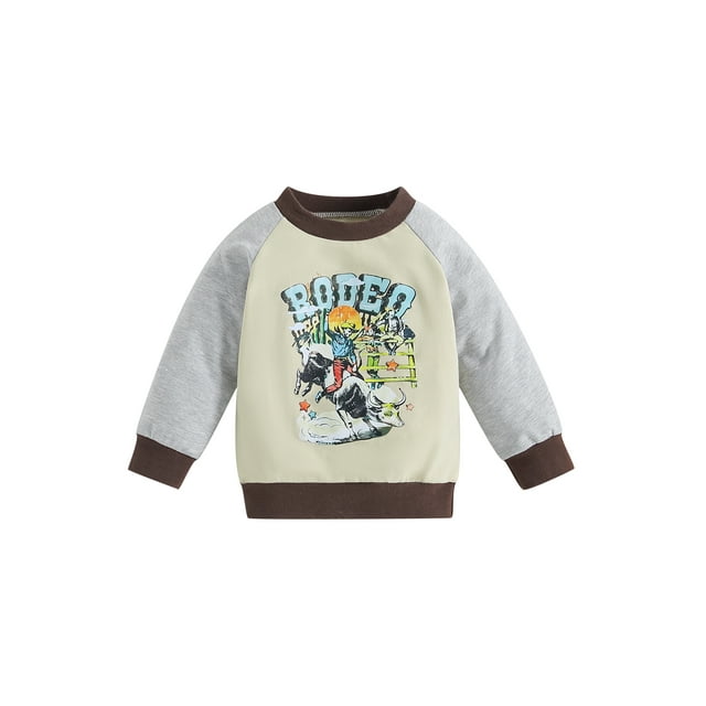 xiaxaixu Baby Fall Pullovers Long Sleeve Round Neck Cowboy Print Raglan Sweatshirts Infant Clothes