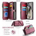 thumbnail image 2 of Crossbody for Samsung Galaxy S25 Ultra Case Wallet【RFID Blocking】with 10-Card Holder Zipper Bills Slot, Soft PU Leather Magnetic Shoulder Wrist Strap for Galaxy S25 Ultra Wallet Case Women, Winered, 2 of 10
