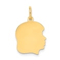 thumbnail image 1 of 14k Yellow Gold Plain Medium .035 Gauge Facing Right Engravable Girl Head Charm, 1 of 3