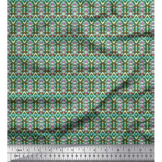 Soimoi Polyester Crepe Fabric Geometric Ethnic Print Fabric by Yard 52 Inch Wide