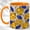 Orange, variant on Jeweled Lemon Coffee Mug, Blue Leaf Mug, Ceramic 11 oz