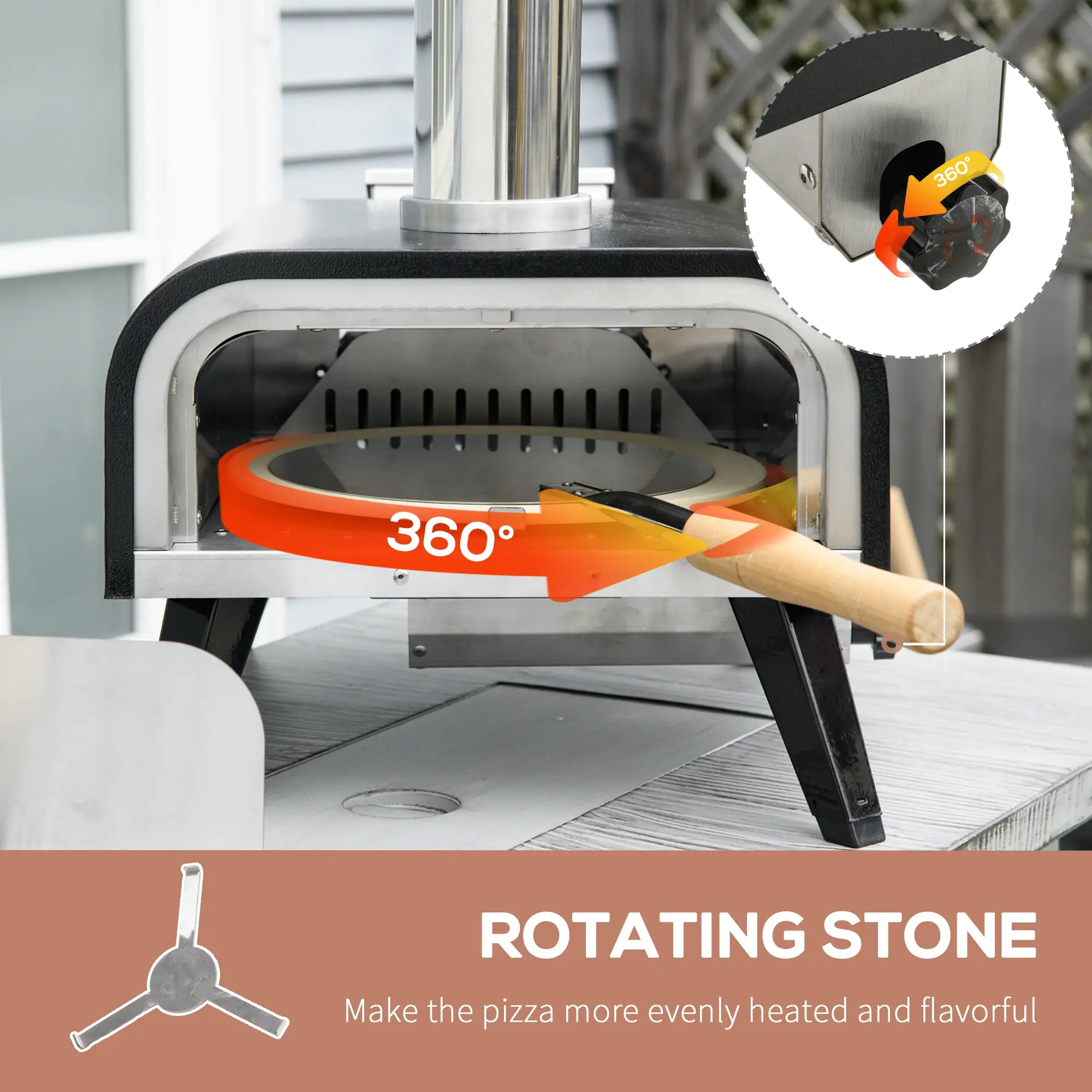 Outdoor Pizza Oven with 12" Rotating Stone