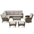 thumbnail image 3 of PARKWELL 6-Piece Outdoor Sectional Furniture Set,Patio Wicker L Shaped Couch High Back Conversation Set with a Swivel Glider for Garden Yard,Brown Wicker Beige Cushion, 3 of 13