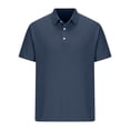 thumbnail image 1 of Camisetas Elvqul Caballero Azul Marino Casual Abotonada a Rayas Manga Corta Solapa Polo, 1 of 4