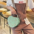 thumbnail image 3 of Women's cute heart shaped bag, synthetic leather heart shaped crossbody bag, zippered closure shoulder bag-green, 3 of 5