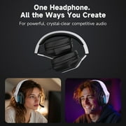 AOC Gaming Headset with Noise Cancelling Mic, Wired Gaming Headphone for PC, PS5, Xbox Series, Xbox Headset, Switch, MAC, High-Quality Sound, Led Light, Foldable, Portable, White