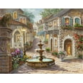 thumbnail image 2 of Boehme, Nicky 24x20 Gold Ornate Wood Framed with Double Matting Museum Art Print Titled - Cobblestone Fountain, 2 of 4
