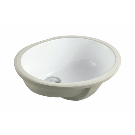 Undermount Ceramic Sink - 19-3/8-inch European Style Oval Shape Porcelain Ceramic Bathroom Undermount Sink