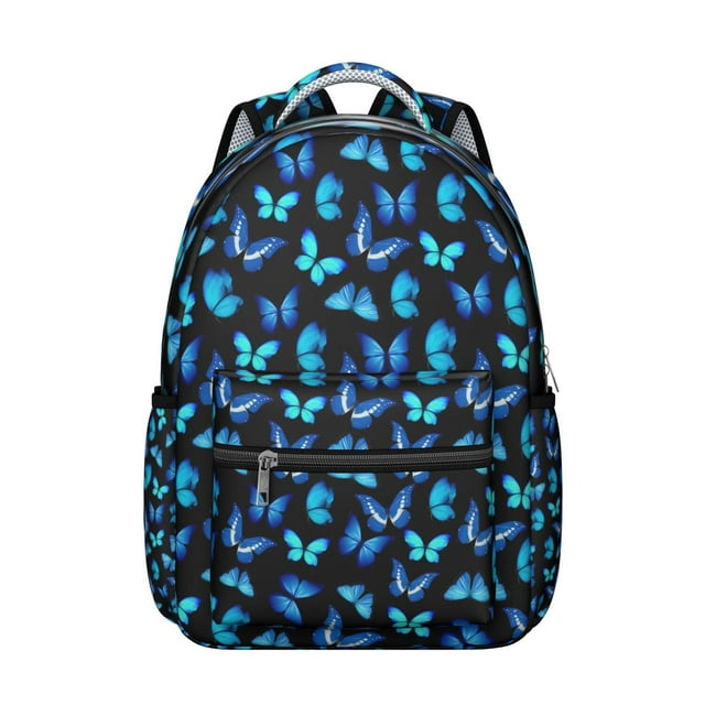 Butterflies Print Backpack for Student Colorful Floral Pattern Cute Tropical Aesthetic Bookbag for Butterfly Lovers Artistic Design