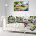 thumbnail image 3 of Designart House in the Village Oil Painting - Landscape Printed Throw Pillow - 12x20, 3 of 5