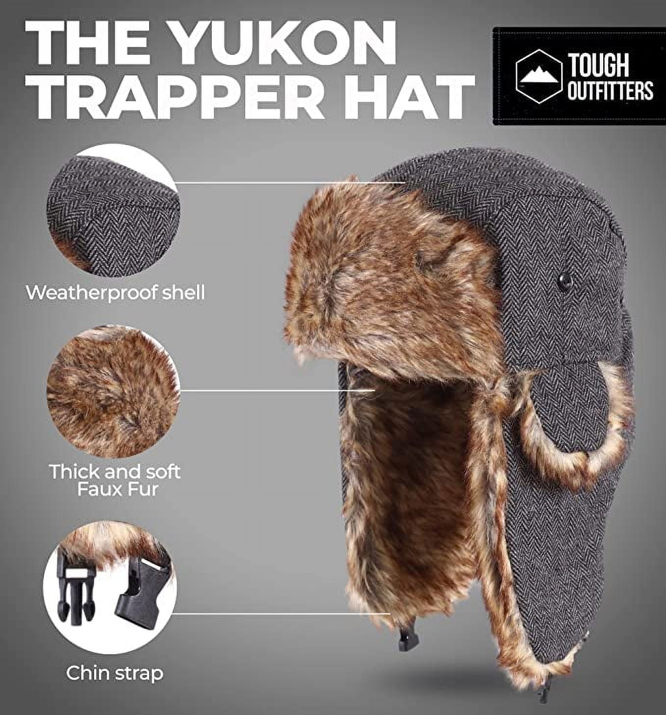 Tough Headwear Winter Trapper Hat - Russian Ushanka Trooper