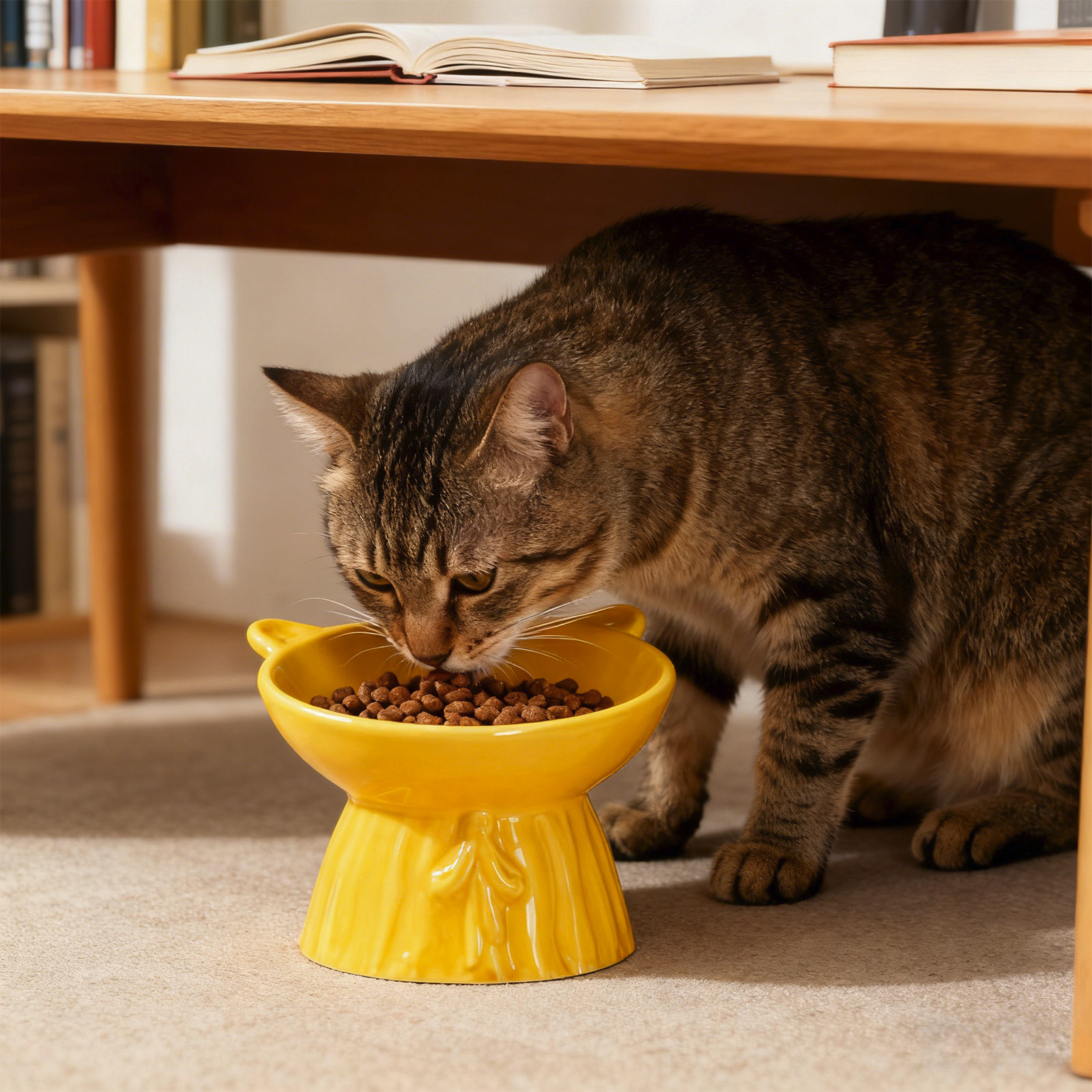 SUTWOEN Elevated Cat Food Bowl, Ceramic Raised and Tilted Water Bowl,Anti Vomiting and Protect Pets Spines Dishes for Fat Faced Cat, Indoor Cats,Kitten,Small Dog