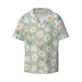 thumbnail image 4 of Uemuo Daisies Flowers Pattern Cotton Linen Short Sleeve Shirts,Casual Lightweight Button Down Shirts,Vacation Beach Summer Tops-Small, 4 of 7
