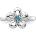 thumbnail image 4 of Solid Sterling Silver Stackable Expressions Polished Blue Topaz Flower Ring - Ring Size 5.0-3.1gm, 4 of 8