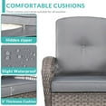 thumbnail image 5 of MEETWARM 5 Pieces Outdoor Wicker Patio Conversation Sets with Glider Loveseat, 2 Chairs with 2 Glass-Top Coffee Table Wicker Rocking Glider Set, Wicker Conversation Set w/Thickened Cushions, Gray, 5 of 9