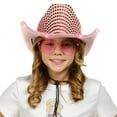thumbnail image 3 of Light Up Cowboy Hat, Disco Cowgirl Hat with Light for Club, Sparkly Glitter Space Cowboy Hat for Men and Women, Fun Metallic Holographic Party, Pink, 3 of 7