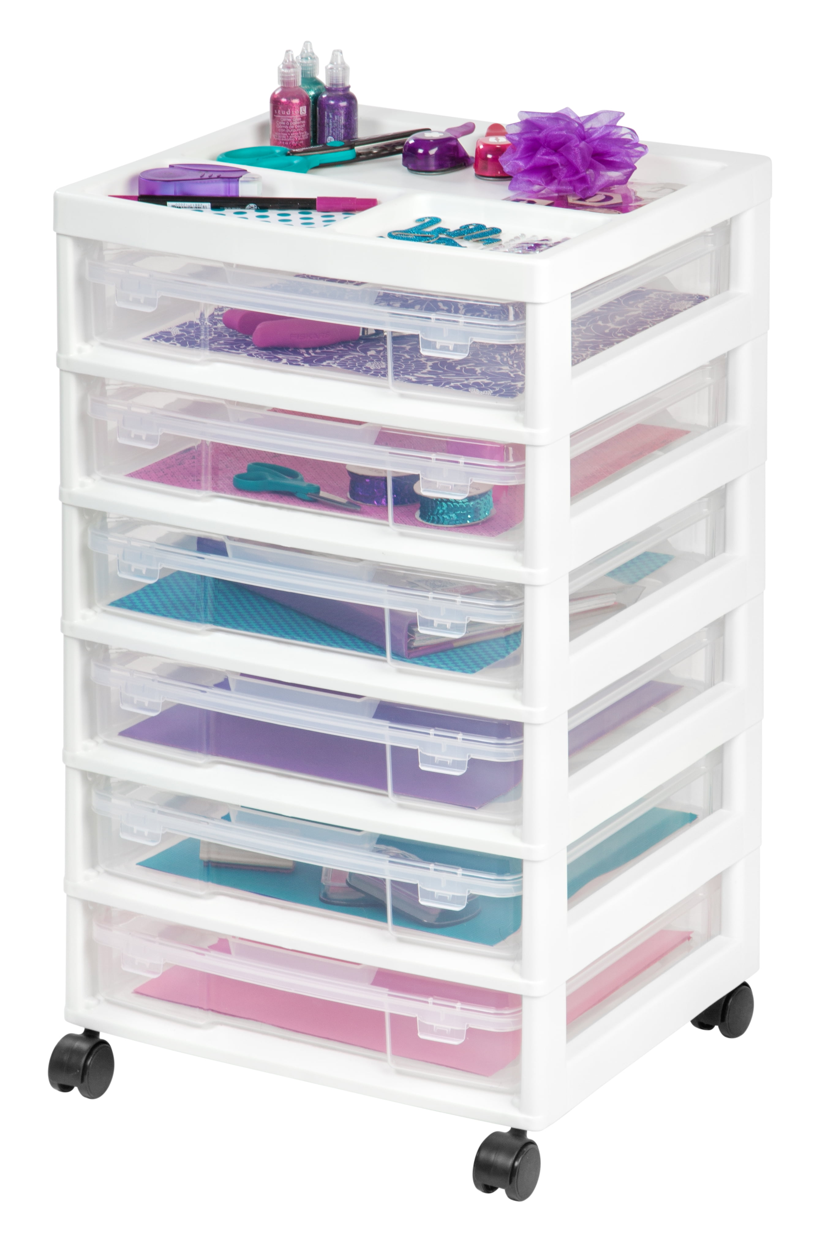 IRIS USA 6Case Scrapbook Storage Cart, White