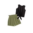 thumbnail image 6 of Arshiner Girl's 2 Piece Summer Outfit Sleeveless T-Shirt and Hawaiian Tropical Boho Shorts, 6 of 7