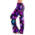 thumbnail image 2 of Haunted House & Witch Hat Halloween Pajama Pants for Women, Adjustable Drawstring Lounge Bottoms with Spooky Icon Print, Soft Polyester Sleep Trousers, 1 Pair Red XL, 2 of 5