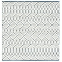 SAFAVIEH Natura Andy Geometric Wool Area Rug, Ivory/Blue, 6' x 6' Square