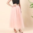 thumbnail image 5 of Tiqkatyck Mardi Gras Skirts For Women Clearance, Women Plus Size Mesh Tulle Skirt Pleated Princess Skirt Mesh Bubble Skirt Long Skirt, 5 of 6