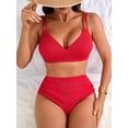 thumbnail image 3 of Asoul Bikini Sets for Womens V Neck High Waisted Swimsuits Ruched Two Piece Bathing Suit, 3 of 6