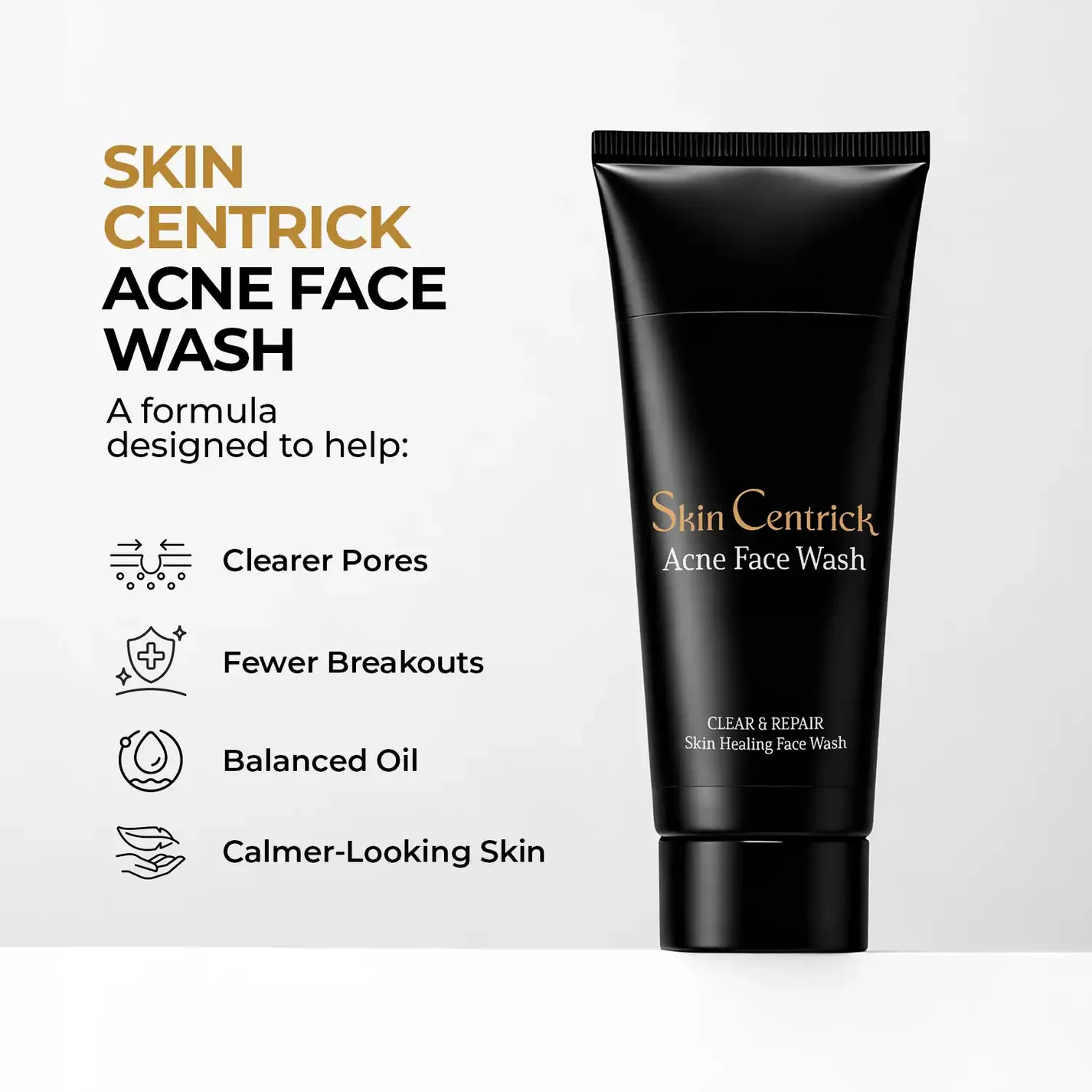 Skin Centrick Acne Face Cleanser with Niacinamide, Clay and Salicylic Acid, Oil Control Face Wash