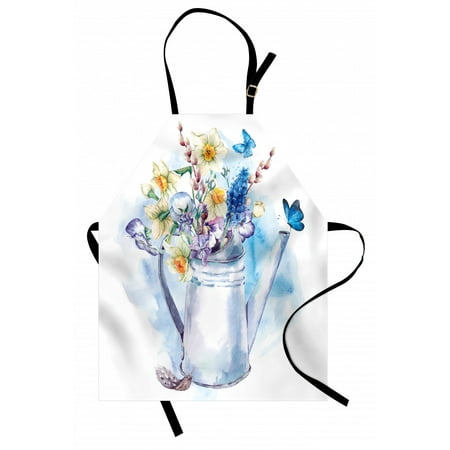 

Daffodil Apron Summer Bouquet with Violets Puss-Willows and Butterflies in Old Fashion Watering Can Unisex Kitchen Bib Apron with Adjustable Neck for Cooking Baking Gardening Multi by Ambesonne
