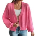 thumbnail image 3 of Gmluru Womens Cardigan Winter Loose Solid Sweater Long Sleeve Top Coat Hot Pink Outfits Fall Fashion 2025 Clothing L, 3 of 8