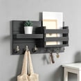 thumbnail image 2 of MTBLYS Wall Mounted Storage Rack Wood Organizer Mail Keys Small Items Holder Home Wall Decor Entryway Bedroom, 2 of 7