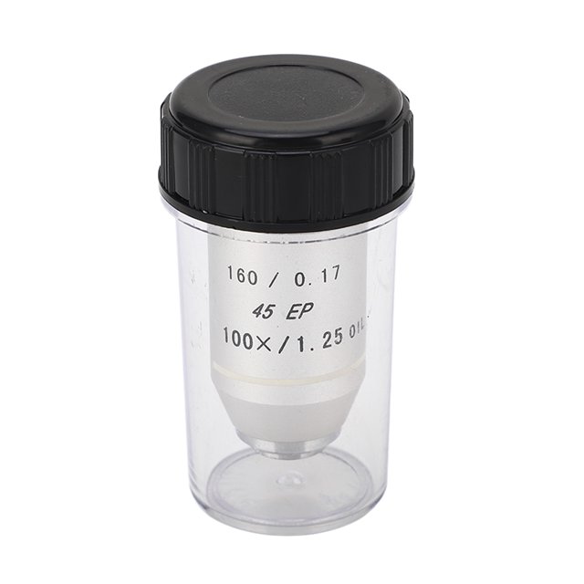 Objetivo para microscopio acromático 100X RMS estándar Rosca Protección de resorte Lente de objetivo para microscopio biológico