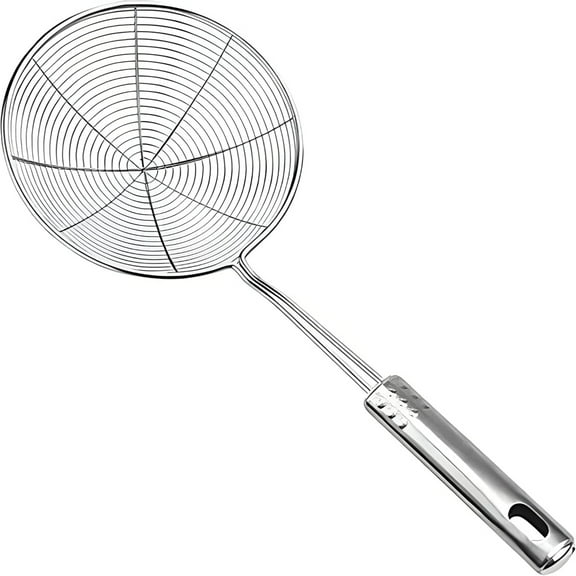 JUNWELL Versatile Stainless Steel Spider Strainer/Skimmer/Ladle for Cooking and Frying, Kitchen Gadgets Wire Strainer Pasta Strainer Spoon (6 Inch)