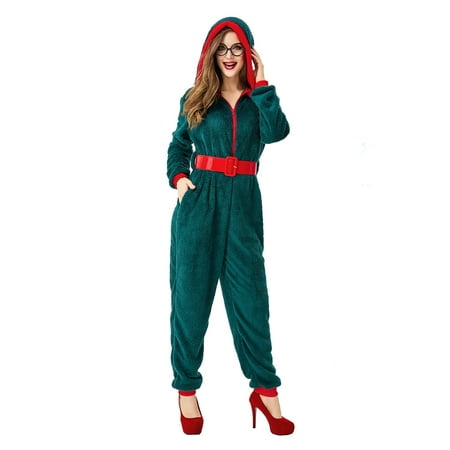Aunavey PJs Family Matching Christmas Onesies Fleece Hooded Pajamas Holiday Santa Jumpsuit