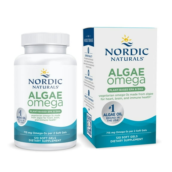 Nordic Naturals Algae Omega Softgels, 715 Mg, Plant-Based EPA & DHA, 60 Ct