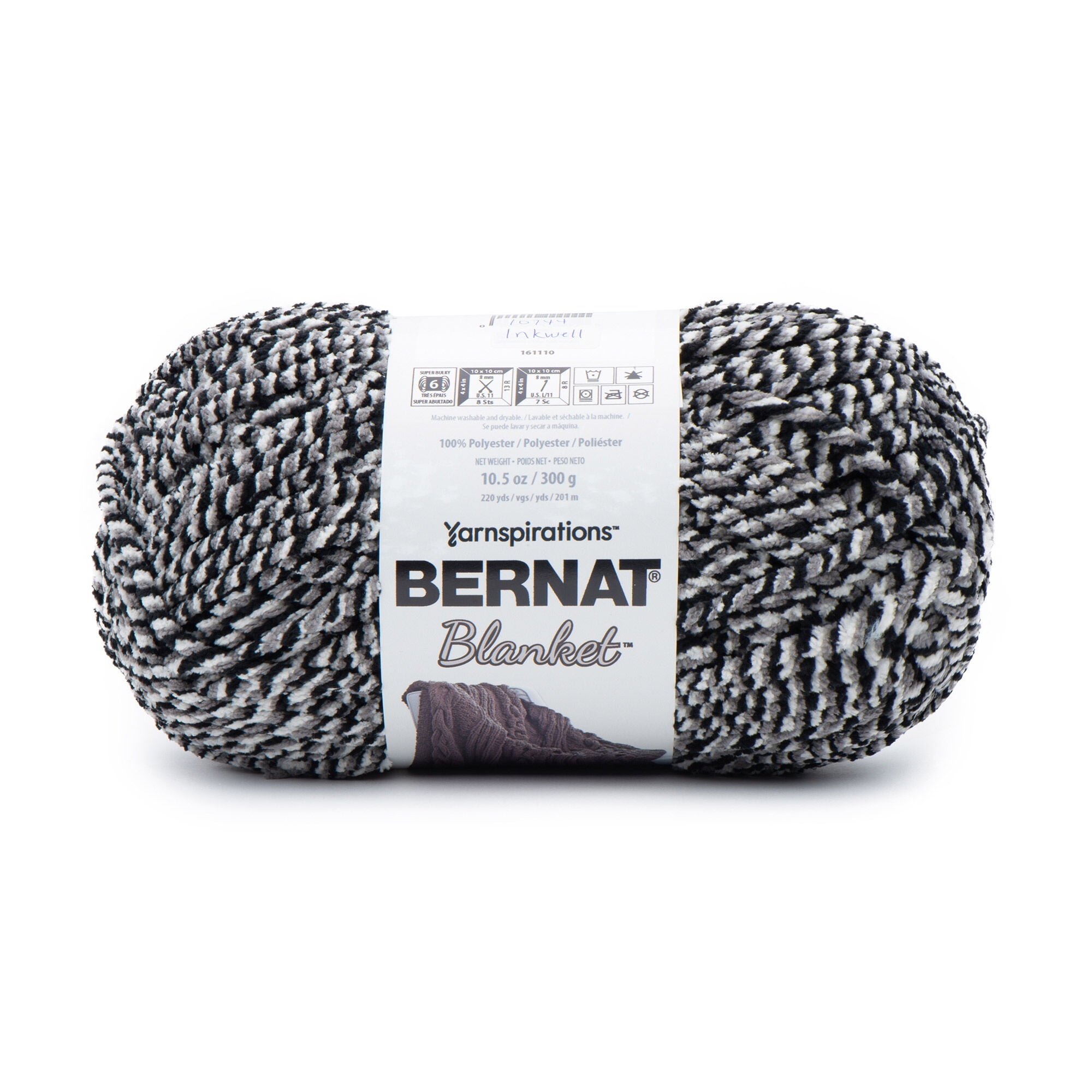 Bernat Blanket #6 Super Bulky Polyester Yarn, Inkwell 10.5oz/300g, 220 Yards