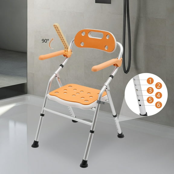 DENEST Foldable Shower Seat Folding Bath Chair Bathroom Shower Chair Height Adjustable