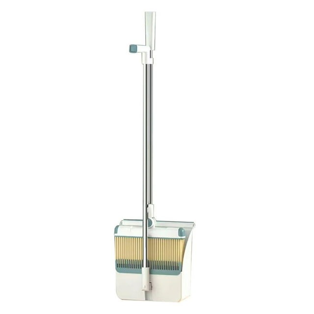 180° Rotatable Broom and Dustpan Combo with Built-In Scraper Teeth, Foldable Storage for Home, Office, and RV Use