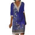 thumbnail image 2 of Awdenio Women's Dresses Clearance, Women's V-Neck Fashion Casual Temperament Pullover Lace Middle Sleeve Print Loose Dress Sale, 2 of 6