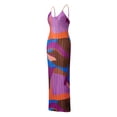 thumbnail image 4 of nvzhuang Women Slip Dress, Spaghetti Straps Backless Tie-dye Print/Cocktail Dress Summer Long Dress, 4 of 7