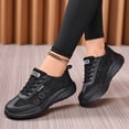 thumbnail image 2 of Women' Non Slip Work Shoes Restaurant Kitchen Elatic Laces Sneakers Lightweight CushioningBreathable Knit Shoes Black Size 8.5, 2 of 5