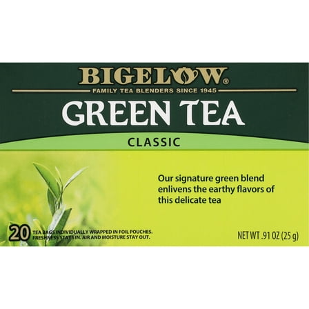 Bigelow Green Tea Classic, Tea Bags, 20 Count, 0.91 oz (Pack of 2)