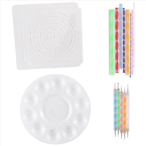 Herramientas para plantillas de mandala: Kit para pintar piedras, bolígrafo, plantilla, bandeja de pintura (paquete de 17)