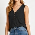 thumbnail image 4 of SwiftWear Women's V Neck Tank Top Loose Fit Button Down Casual Sleeveless Blouse Henley Shirts with Pocket Summer Fashion Solid Top, 4 of 5
