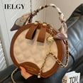 thumbnail image 2 of IELGY rhombus embroidered thread armpit bag, chain messenger bag, portable small round bag., 2 of 2