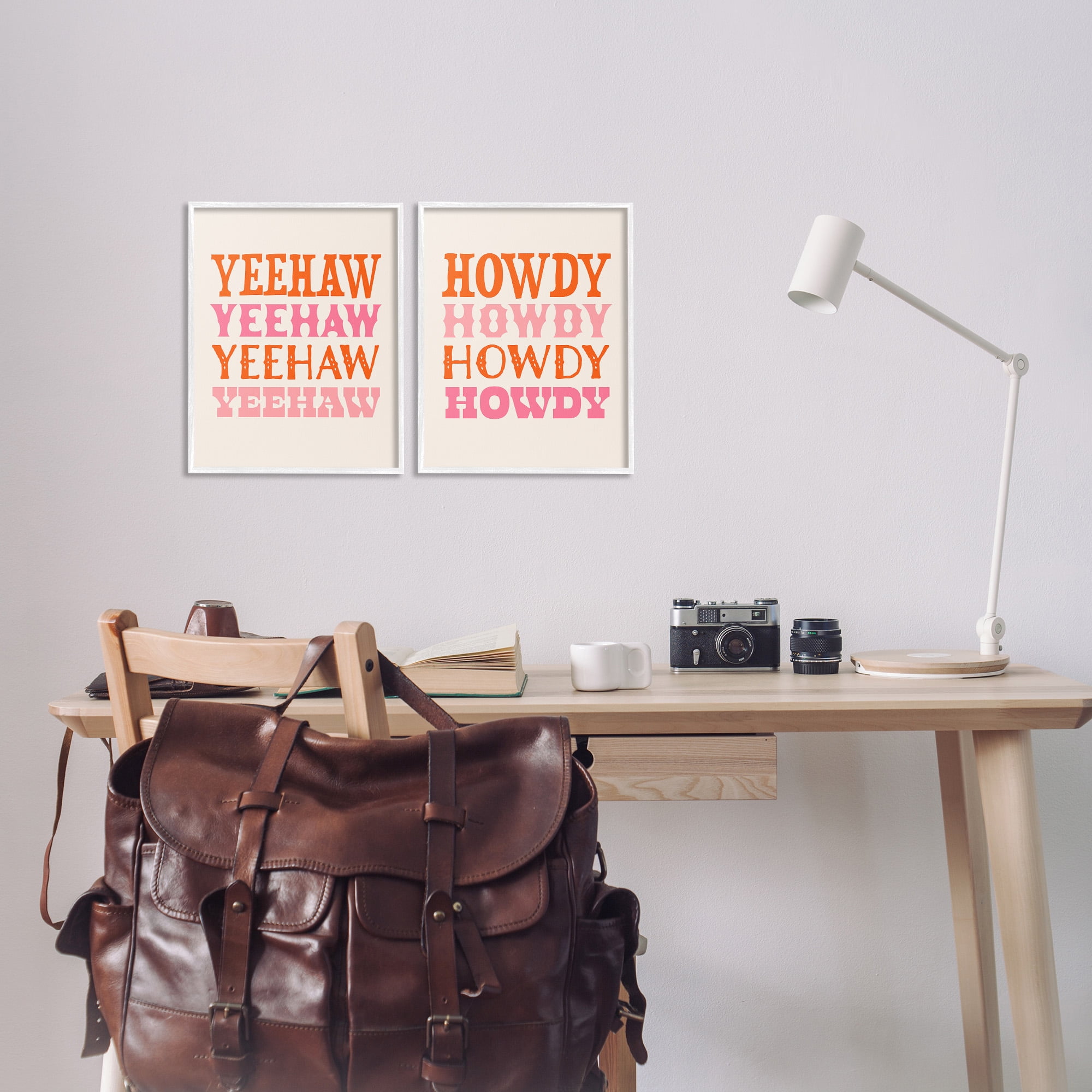 Stupell Industries Yeehaw & Howdy Typography Typography Painting White Framed Art Print Wall Art, 11 x 14, Set of 2