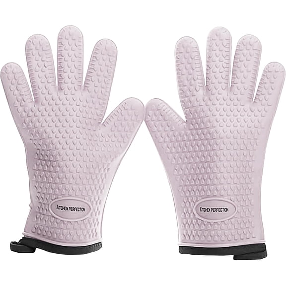 KITCHEN PERFECTION XL Silicone Smoker Oven Gloves-Extreme Heat Resistant BBQ Gloves-Handle Hot Food Right on Your Grill Fryer&Pit|Waterproof Grilling Cooking Baking Mitts|Superior Value Set 3 Bonuses